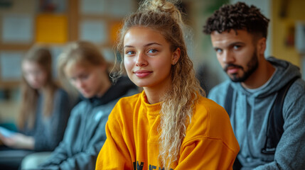 Obraz premium Students Practice Massage Techniques During Exam Preparation in Classroom Setting