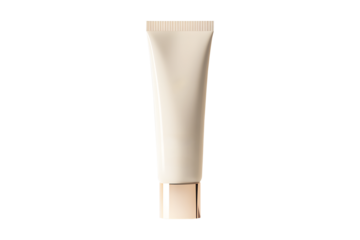 Cream tube plastic color cream portable isolated on cut out PNG or transparent background. Collapsible squeeze tube cosmetic containers with flip lid. Modern bottle packaging hand skin care products.
