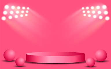 3d Background product for valentine's day podium in platform. vector 3d heart background with cylinder. Podium stands for displaying products