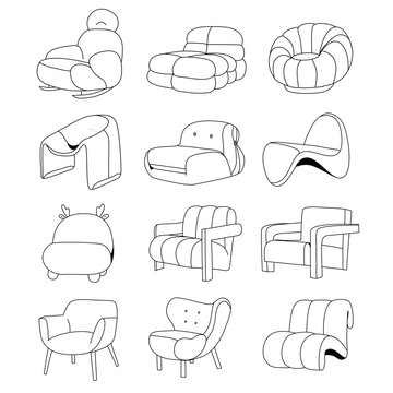 Set of drawing lines for a chair, lines art