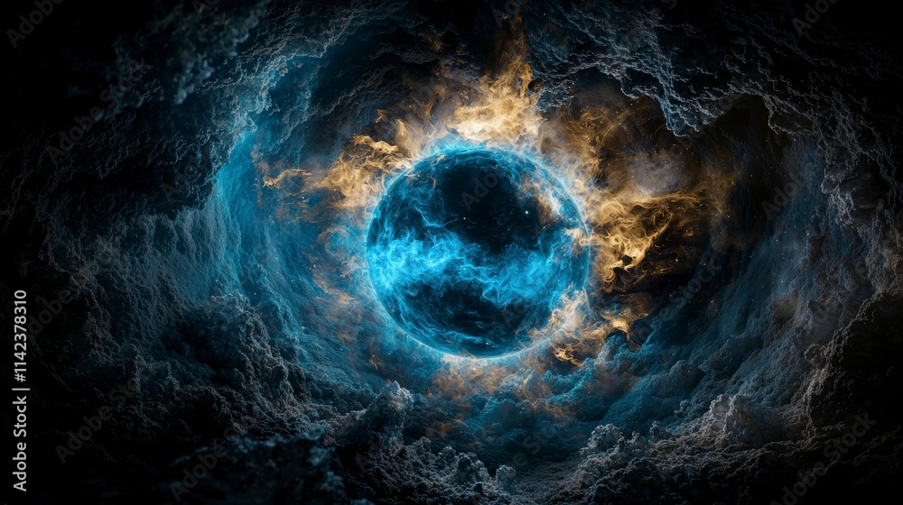 Poster cosmic swirls of energy outer space abstract art celestial environment digital perspective gravitati