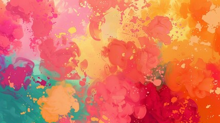 Abstract Watercolor Painting with Orange, Red, and Pink Hues