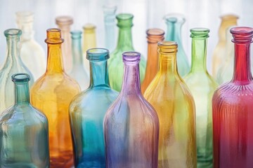Colorful Glass Bottles Arranged In A Row