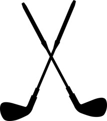golf stick black silhouette vector. Pair of iron or wedge golf club flat icon for sports apps and websites. vector illustration