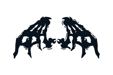 Scary monster wings, silhouette hand drawn vector illustration