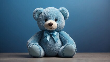 Teddy Bear Relaxing on Blue Floor