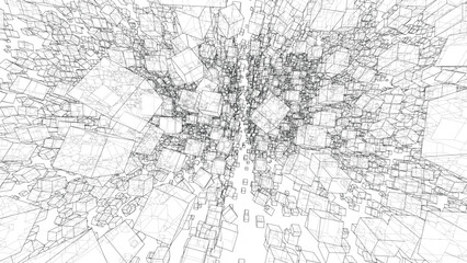 Fototapeta premium Wireframe Boxes. Sketch style