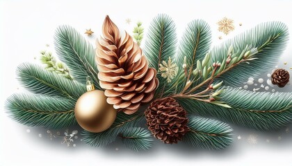 Art Christmas Tree Branch And Pine Cone And Christmas Decoration - Christmas Tree Branches With Cones.
