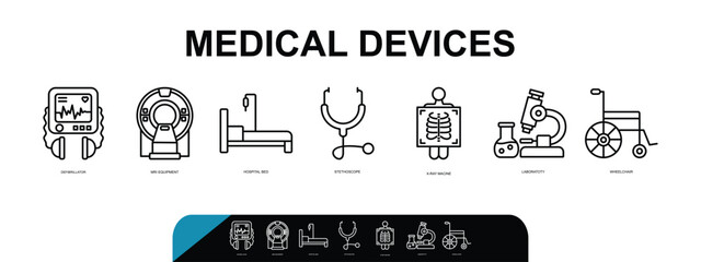 medical device icon set banner. vector illustration