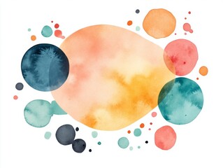 A vibrant watercolor abstract composition featuring colorful orbs that evoke creativity and artistic expression.