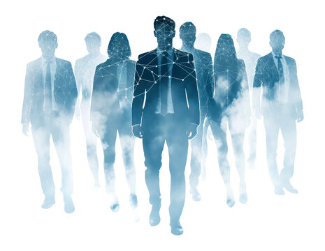 blue business team walking forward clip art preview