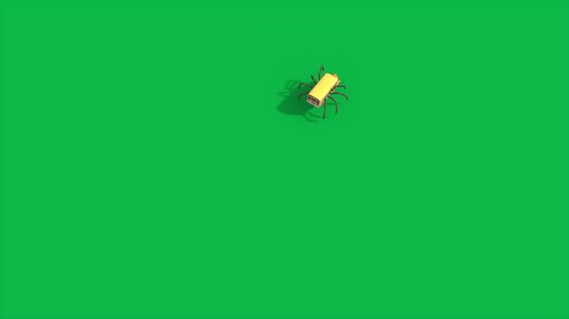 Green Screen School Bus Eater Monster, Top, Horror 3D Animations SCP Rendering CGI Cinematic 4K