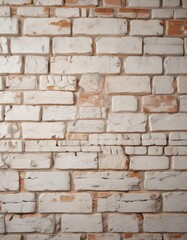 Fototapeta premium Close-up of white washed bricks, rustic charm, rural farmhouse, interior design, abstract, brick wall, rustic, plastered