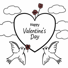 Happy Valentine’s Day with Birds and Hearts