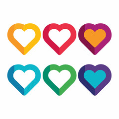 set of heart vector art illustration