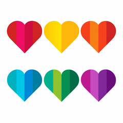 set of heart vector art illustration