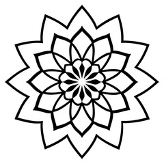 Mandala Floral Pattern with Intricate Symmetry for Adult Coloring Pages