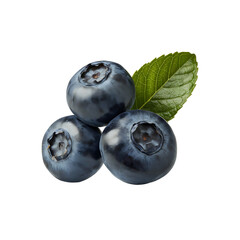 Blueberries with green leaf on a white background