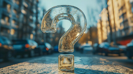 Glass Question Mark 3D Render