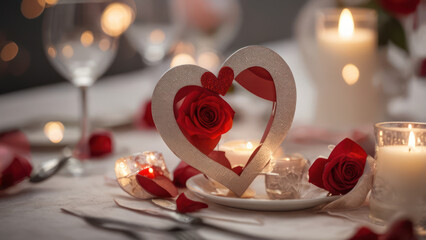 Valentine's candles and  heart and romance decorations