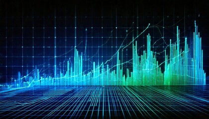 Futuristic Digital Stock Market Analysis with Financial Data Visualization