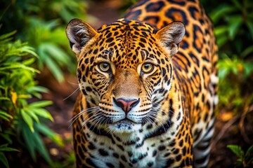 Obraz premium Aerial View Isolated Leopard Jaguar Big Cat Wildlife Photography, Jungle, Savannah, Predator, Animal, Wild, Nature, Photo, Image