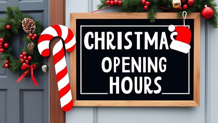 merry christmas sign with christmas opening  hours 