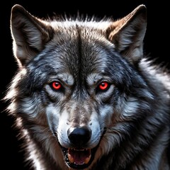 Alpha Wolf: Piercing Red Eyes and Shimmering Silver Fur. generated by ai. 