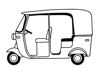 Auto Rickshaw Line Art Silhouette Vector