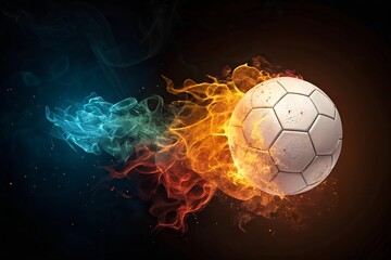 Handball Ball - Abstrakte Illustration mit Leuchten Feuer und Energie - Dunkler Hintergrund