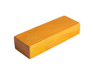 a wooden block with a white background