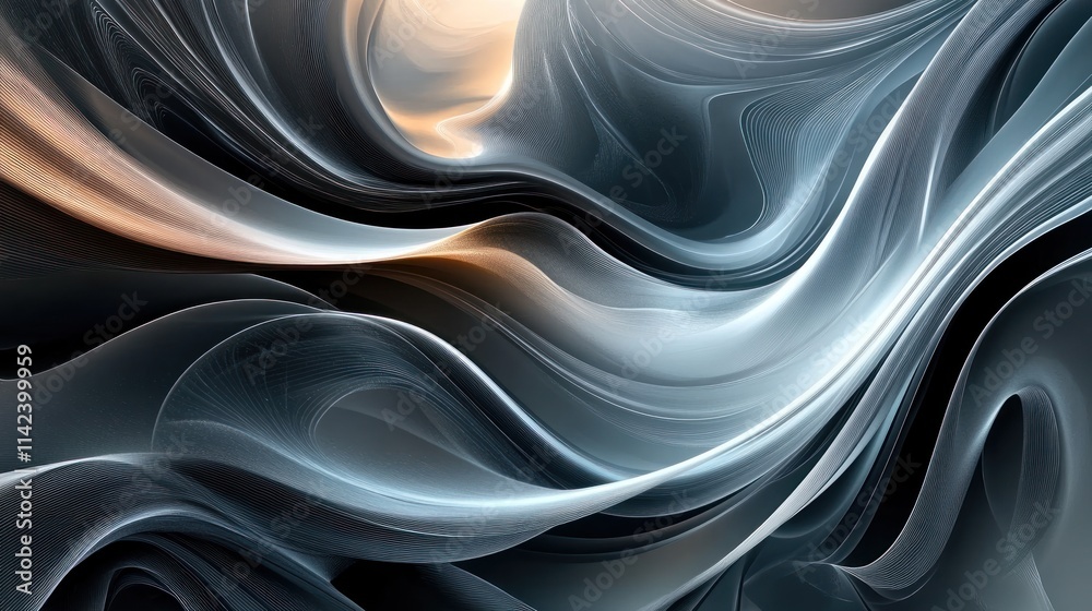 Poster abstract background featuring flowing lines and gradients, with smooth dark transitions creating dep