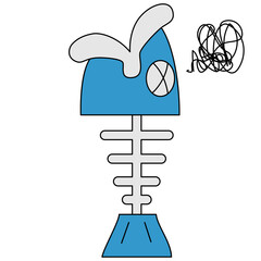 横から見た縦向きのシンプルな魚の骨のイラスト