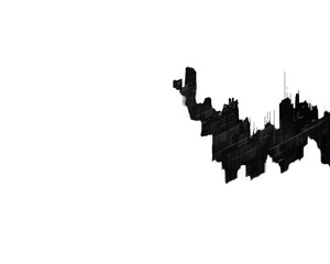 Stylized black abstract architecture on a white isolated background.