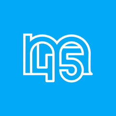 the logo consists of the letter m and number 45 combined. Outline and elegant.