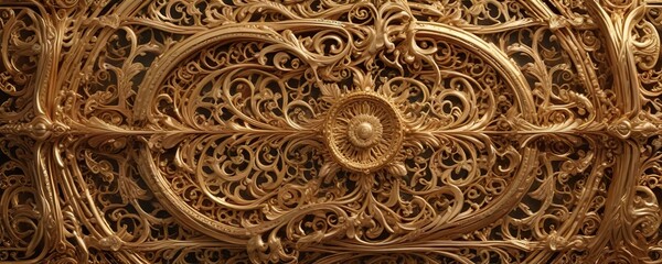 Obraz premium Intricate golden filigree design with ornate borders , ornate, decorative, luxurious