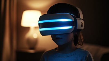 a child wearing a virtual reality headset
