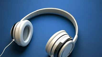 Stylish headphones resting on a vibrant blue surface, showcasing modern design and comfort for music lovers