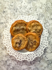 Chocolate Chip Cookies on a decorativ