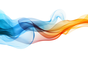 Colored smoke wave isolated on a transparent background.