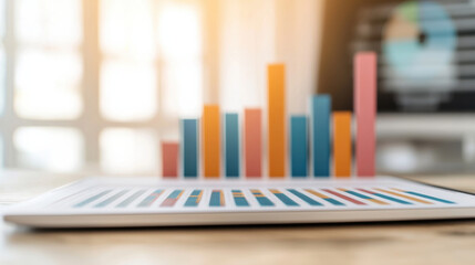 Data visualization on tablet with colorful graphs and charts