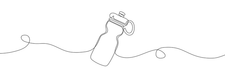 Sport water bottle continuous line drawing vector illustration. Healthy sport lifestyle symbol