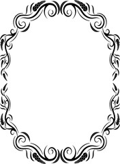 Rectangular antique ornament borders, calligraphic illustrations, black and white vector data