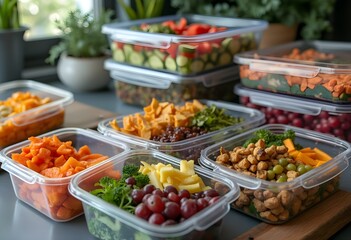 Obraz premium Healthy Meal Prep Setup with Tasty Ingredients