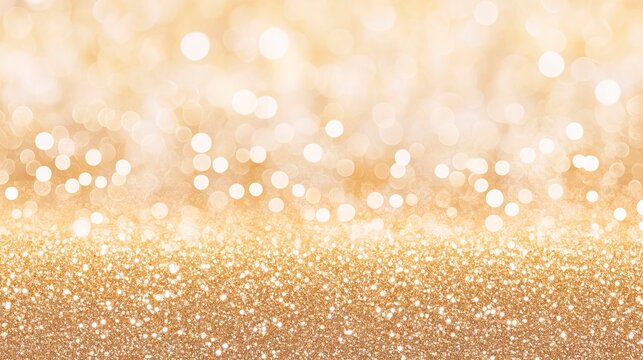 Golden shimmer background with bokeh, Xmas glitter background, New Year shimmering backdrop with bokeh