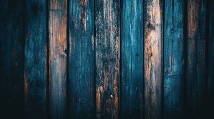 Obraz premium AI generates a Dark teal and orange weathered wood planks.