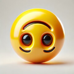 Naklejka premium 3D Emoji of Upside-Down Face on White Background