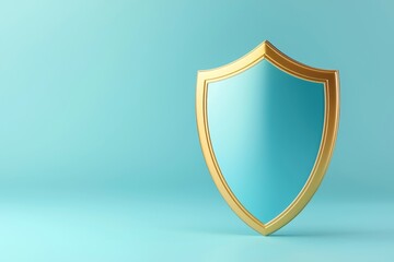 Insurance coverage stability. Shield symbol on a blue background.