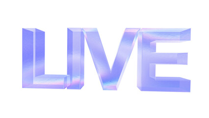 3d Live text with aberration effect isolated on a transparent background. Blue tone. 3d transparent elements for graphic design.