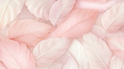 Pastel pink and white feathers background texture.